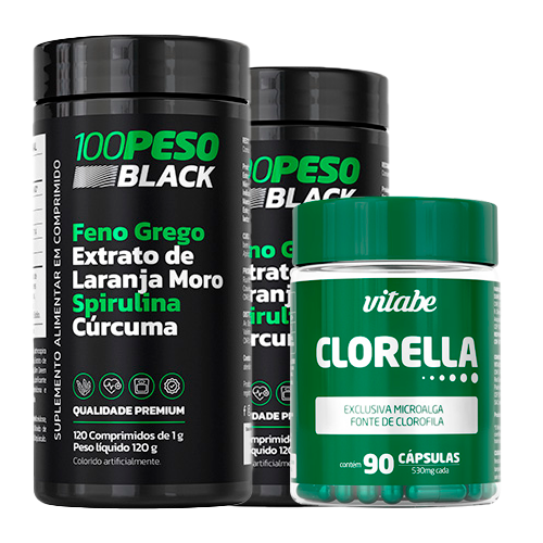 2 Potes 100PESO Black + 1 Pote Clorella